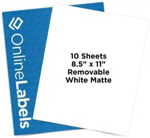 OnlineLabels 8.5" x 11" Removable Sticker Paper - White Matte - 100 | Removable Adhesive, Blank Full Sheet Labels, Inkjet & Laser Compatible, Works With Cricut, Silhouette, & More OnlineLabels 8.5" x 11" Removable Sticker Paper - White Matte - 100 | Removable Adhesive, Blank Full Sheet Labels, Inkjet & Laser Compatible, Works With Cricut, Silhouette, & More