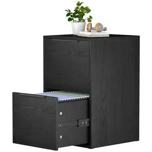 Two Drawer File Cabinet, Black Wood Filing Cabinets for Letter Size/Hanging Files, Small Under Desk File Cabinets for Home Office, Assembly Required Two Drawer File Cabinet, Black Wood Filing Cabinets for Letter Size/Hanging Files, Small Under Desk File Cabinets for Home Office, Assembly Required