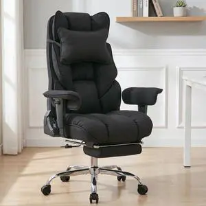 Big and Tall Office Chair 400lbs, Breathable Fabric Executive Desk Chair with Pocket Spring Cushion, 155° Reclining Computer Chair with Integrated Headrest & Lumbar Pillow (Black) Big and Tall Office Chair 400lbs, Breathable Fabric Executive Desk Chair with Pocket Spring Cushion, 155° Reclining Computer Chair with Integrated Headrest & Lumbar Pillow (Black)