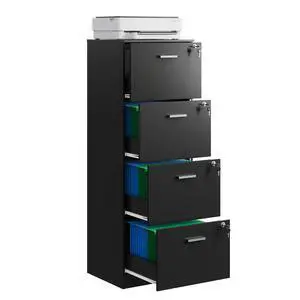 4 Drawer Vertical File Cabinet, Wood Filing Cabinet with Lock | Home Office File Storage Cabinet for Letter and A4 Size, Printer Stand, Black 4 Drawer Vertical File Cabinet, Wood Filing Cabinet with Lock | Home Office File Storage Cabinet for Letter and A4 Size, Printer Stand, Black