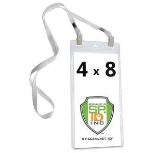 Bulk 25 Pack - 4 x 8 Inch Extra Large Ticket & Event Credential Badge Holders with Double Sided Lanyards with Two Bulldog Clips, by (White) Bulk 25 Pack - 4 x 8 Inch Extra Large Ticket & Event Credential Badge Holders with Double Sided Lanyards with Two Bulldog Clips, by (White)