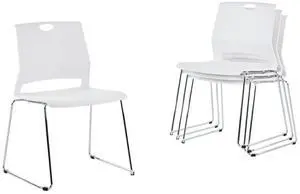 White Plastic Stackable Chairs-(Set of 4) White Plastic Stackable Chairs-(Set of 4)