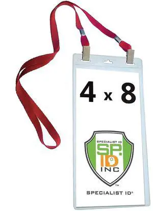Bulk 25 Pack - 4 x 8 Inch Extra Large Ticket & Event Credential Badge Holders with Double Sided Lanyards with Two Bulldog Clips, by (Red) Bulk 25 Pack - 4 x 8 Inch Extra Large Ticket & Event Credential Badge Holders with Double Sided Lanyards with Two Bulldog Clips, by (Red)