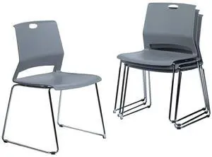 Gray Stackable Chairs, Modern Waiting Room Chairs (Set of 4) Gray Stackable Chairs, Modern Waiting Room Chairs (Set of 4)