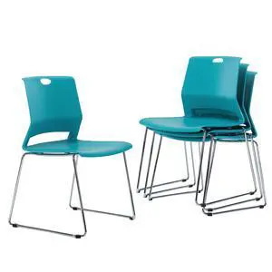 Blue Stacking Chairs-Set of 4 Blue Stacking Chairs-Set of 4