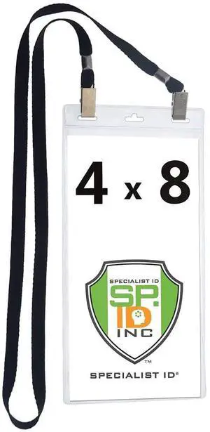Bulk 25 Pack - 4 x 8 Inch Extra Large Ticket & Event Credential Badge Holders with Double Sided Lanyards with Two Bulldog Clips, by (Black) Bulk 25 Pack - 4 x 8 Inch Extra Large Ticket & Event Credential Badge Holders with Double Sided Lanyards with Two Bulldog Clips, by (Black)