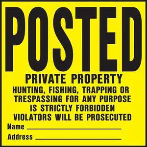 YP-1 11" X 11" Plastic Private Property Sign, Yellow, Pack of 20 YP-1 11" X 11" Plastic Private Property Sign, Yellow, Pack of 20