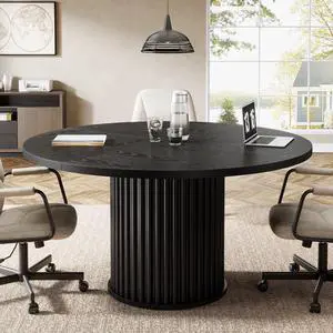 47" Round Conference Table, Black Meeting Table for 4-6 People | Small Office Desk with Sturdy MDF + Metal Base, Perfect for Conference Room or Small Workspaces, Easy Assembly, Black 47" Round Conference Table, Black Meeting Table for 4-6 People | Small Office Desk with Sturdy MDF + Metal Base, Perfect for Conference Room or Small Workspaces, Easy Assembly, Black