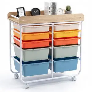 Rolling Cart with Drawers, 10 Drawer Rolling Storage Cart with Wooden Tabletop, Metal Frame & Lockable Wheels, Craft Organizers and Storage for Home Office Classroom (Macaron, 10 Drawer) Rolling Cart with Drawers, 10 Drawer Rolling Storage Cart with Wooden Tabletop, Metal Frame & Lockable Wheels, Craft Organizers and Storage for Home Office Classroom (Macaron, 10 Drawer)