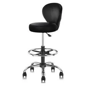 Black PVC Faux Leather Drafting Chair Rolling Swivel Salon Stool Seat Adjustable Height 36 Inch with Back Support Foot Rest Hydraulic Wide Seat for Tattoo Beauty Barber Lash 1Pack Black PVC Faux Leather Drafting Chair Rolling Swivel Salon Stool Seat Adjustable Height 36 Inch with Back Support Foot Rest Hydraulic Wide Seat for Tattoo Beauty Barber Lash 1Pack