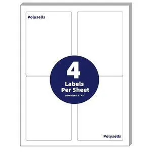 Shipping Labels with Self Adhesive for Laser & Inkjet Printers, 4 Printing Labels Per Sheet, White 3.5 x 5 Inches - 500 Sheets (2000 Shipping Label Paper) Shipping Labels with Self Adhesive for Laser & Inkjet Printers, 4 Printing Labels Per Sheet, White 3.5 x 5 Inches - 500 Sheets (2000 Shipping Label Paper)
