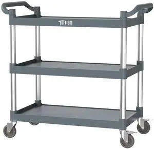 Plastic Service Utility Cart with Wheels,Heavy Duty 450lbs Capacity, 3-Tier Commercial Rolling, Ideal for Restaurant, Foodservice, Office, Warehouse, Gray 39.8''L x 19.1''W x 38.4''H Plastic Service Utility Cart with Wheels,Heavy Duty 450lbs Capacity, 3-Tier Commercial Rolling, Ideal for Restaurant, Foodservice, Office, Warehouse, Gray 39.8''L x 19.1''W x 38.4''H
