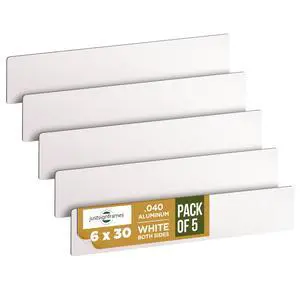 Aluminum Sheet Blanks for Custom Signs, 6 x 30 x.040 in, White, 5 Packs | Double-Sided, Weatherproof, Yard & Garage Sale Use, Sublimation Metal Plate, Vinyl & Digital Print Ready, Burr-Free Corners Aluminum Sheet Blanks for Custom Signs, 6 x 30 x.040 in, White, 5 Packs | Double-Sided, Weatherproof, Yard & Garage Sale Use, Sublimation Metal Plate, Vinyl & Digital Print Ready, Burr-Free Corners
