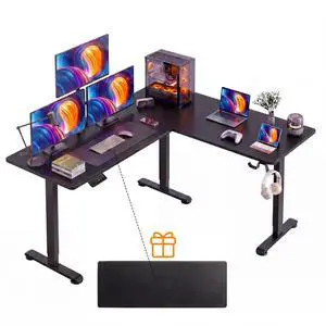 63 L Shaped Standing Desk,Electric Height Adjustable Corner Stand Up Desk, Ergonomic Sit Stand Home Office Computer Desk with Splice Board (Black) 63 L Shaped Standing Desk,Electric Height Adjustable Corner Stand Up Desk, Ergonomic Sit Stand Home Office Computer Desk with Splice Board (Black)