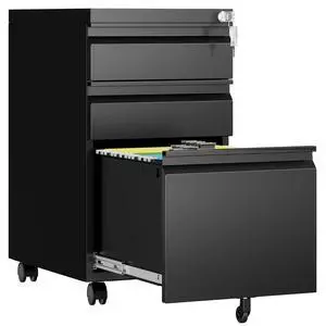 3 Drawer Mobile File Cabinet with Lock, Rolling Filing Cabinets for Home Office, Under Desk Small File Cabinet Three Drawers for Legal/Letter/A4 File, Black - Assembly Required 3 Drawer Mobile File Cabinet with Lock, Rolling Filing Cabinets for Home Office, Under Desk Small File Cabinet Three Drawers for Legal/Letter/A4 File, Black - Assembly Required