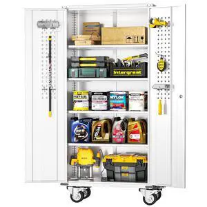 Rolling Metal Cabinet with Wheels,72" Locking Storage Cabinet with Adjustable Shelves,Large Capacity Pulley Cabinets for Home Office,School,Garage(White) Rolling Metal Cabinet with Wheels,72" Locking Storage Cabinet with Adjustable Shelves,Large Capacity Pulley Cabinets for Home Office,School,Garage(White)