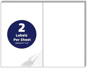 Self Adhesive Address Shipping Labels, White Sticker Labels (500 Sheets, 8.5" x 5.5" (2UP)) Self Adhesive Address Shipping Labels, White Sticker Labels (500 Sheets, 8.5" x 5.5" (2UP))