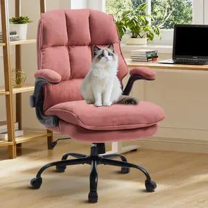 Comfy Office Chair Soft and Double Cushioned Ergonomic Computer Desk Chair | Suitable for Long Hours Executive Office Chair with Flip-up Armrests and Height Adjustment for Home Office pink Comfy Office Chair Soft and Double Cushioned Ergonomic Computer Desk Chair | Suitable for Long Hours Executive Office Chair with Flip-up Armrests and Height Adjustment for Home Office pink