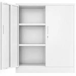 Metal Storage Cabinet, Garage Storage Cabinet with 2 Adjustable Shelves, Locking Short Storage Cabinet for Office Garage Home, White Metal Cabinets (36" H x 31.5" W x 16" D) Metal Storage Cabinet, Garage Storage Cabinet with 2 Adjustable Shelves, Locking Short Storage Cabinet for Office Garage Home, White Metal Cabinets (36" H x 31.5" W x 16" D)