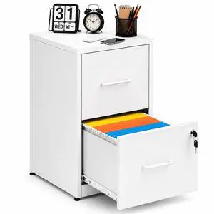 2 Drawer File Cabinet with Lock, Metal Filing Cabinet, White | 25.6" H x 15.0" W x 17.7" D, Vertical Small Locking Metal File Cabinet with Letter Size Hanging Files, for Home Office 2 Drawer File Cabinet with Lock, Metal Filing Cabinet, White | 25.6" H x 15.0" W x 17.7" D, Vertical Small Locking Metal File Cabinet with Letter Size Hanging Files, for Home Office