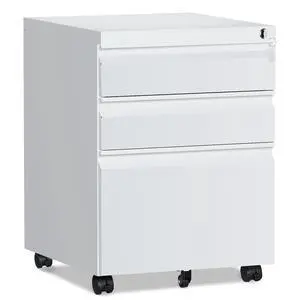 3 Drawer File CabinetMobile Filing Cabinet with Lock and WheelsUn-Assembled Metal Under Desk File Cabinets for A4/Letter/Legal SizeWhite 3 Drawer File CabinetMobile Filing Cabinet with Lock and WheelsUn-Assembled Metal Under Desk File Cabinets for A4/Letter/Legal SizeWhite