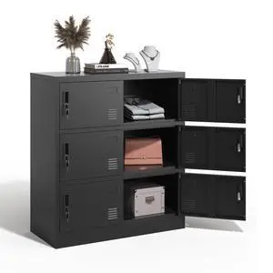 Metal Locker Storage Cabinet with 6 Door, Storage Lockers for Employee, Black Steel Employee Lockers with Lock, Office Gym Storage Locker for School Restaurant Home, Assembly Require Metal Locker Storage Cabinet with 6 Door, Storage Lockers for Employee, Black Steel Employee Lockers with Lock, Office Gym Storage Locker for School Restaurant Home, Assembly Require