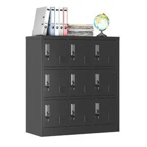 9 Doors Metal Locker for Employees, Lockable Storage Lockers for Home Office School Gym, Unassembled, Black 9 Doors Metal Locker for Employees, Lockable Storage Lockers for Home Office School Gym, Unassembled, Black