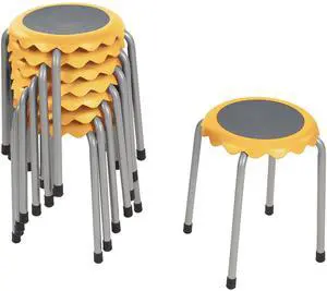Daisy Stackable Stool Set, Flexible Seating, Yellow, 8-Piece | Durable plastic and steel, GREENGUARD Gold Certified, 275 lb capacity, fully assembled, glides, classroom/home use Daisy Stackable Stool Set, Flexible Seating, Yellow, 8-Piece | Durable plastic and steel, GREENGUARD Gold Certified, 275 lb capacity, fully assembled, glides, classroom/home use
