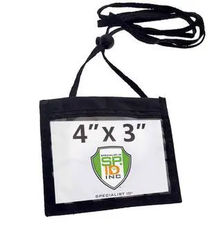 5 Pack - Nylon Neck Wallet Badge Holder with Lanyard - 4 X 3 Credential & Travel Badge Holder with 3 Pockets - Clear Plastic 4X3 Horizontal Window, Zipper Pouch + by 5 Pack - Nylon Neck Wallet Badge Holder with Lanyard - 4 X 3 Credential & Travel Badge Holder with 3 Pockets - Clear Plastic 4X3 Horizontal Window, Zipper Pouch + by