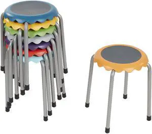 Daisy Stackable Stool with Glides Seating Set, Flexible Seating, Assorted, 8-Piece | Durable plastic and steel, GREENGUARD Gold Certified, 275 lb capacity, fully assembled, glides, classroom/home use Daisy Stackable Stool with Glides Seating Set, Flexible Seating, Assorted, 8-Piece | Durable plastic and steel, GREENGUARD Gold Certified, 275 lb capacity, fully assembled, glides, classroom/home use