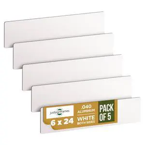 Aluminum Sheet Blanks for Custom Signs, 6 x 24 x.040 in, White, 5 Packs | Double-Sided, Weatherproof, Yard & Garage Sale Use, Sublimation Metal Plate, Vinyl & Digital Print Ready, Burr-Free Corners Aluminum Sheet Blanks for Custom Signs, 6 x 24 x.040 in, White, 5 Packs | Double-Sided, Weatherproof, Yard & Garage Sale Use, Sublimation Metal Plate, Vinyl & Digital Print Ready, Burr-Free Corners