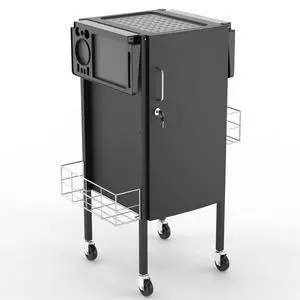 Upgraded Lockable 5-Tray Metal Salon Cart with 2 Holders & Baskets | Space-saving rolling beauty trolley for multi-purpose storage for professional hairstylists Upgraded Lockable 5-Tray Metal Salon Cart with 2 Holders & Baskets | Space-saving rolling beauty trolley for multi-purpose storage for professional hairstylists