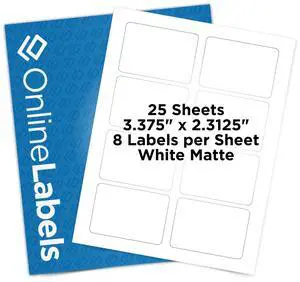 OnlineLabels 2.33" x 3.375" Name Tags - White Matte - 25 Sheets | Permanent Adhesive, Blank Rectangle Tags, Inkjet & Laser Compatible, Ideal for Conference, Event, & Visitor Badges OnlineLabels 2.33" x 3.375" Name Tags - White Matte - 25 Sheets | Permanent Adhesive, Blank Rectangle Tags, Inkjet & Laser Compatible, Ideal for Conference, Event, & Visitor Badges