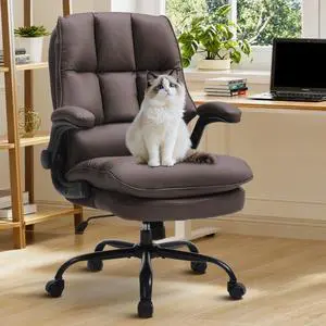 Comfy Office Chair Soft and Double Cushioned Ergonomic Computer Desk Chair | Suitable for Long Hours Executive Office Chair with Flip-up Armrests and Height Adjustment for Home Office Brown Comfy Office Chair Soft and Double Cushioned Ergonomic Computer Desk Chair | Suitable for Long Hours Executive Office Chair with Flip-up Armrests and Height Adjustment for Home Office Brown