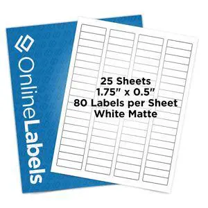 OnlineLabels 1.75" x 0.5" Return Address Labels - White Matte - 25 Sheets | Permanent Adhesive, Blank Rectangle Labels, Inkjet and Laser Compatible, Ideal for Mailing, Barcodes, & More OnlineLabels 1.75" x 0.5" Return Address Labels - White Matte - 25 Sheets | Permanent Adhesive, Blank Rectangle Labels, Inkjet and Laser Compatible, Ideal for Mailing, Barcodes, & More