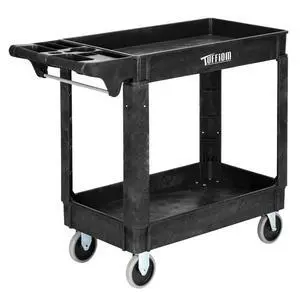 Plastic Service Utility Cart with Wheels, 550lbs Capacity Heavy Duty Tub Storage Cart W/Deep Shelves, Multipurpose Rolling 2-Tier Mobile Storage Organizer, for Warehouse Garage Industrial Plastic Service Utility Cart with Wheels, 550lbs Capacity Heavy Duty Tub Storage Cart W/Deep Shelves, Multipurpose Rolling 2-Tier Mobile Storage Organizer, for Warehouse Garage Industrial