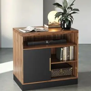 Wood Accent Storage Cabinet with Shelves and Sliding Door | Floor Standing Storage Cabinet for Home Office, Tool, Arts, Craft, Supply, 31"W × 20"D × 29"H, Printer Stand, Black Walnut Wood Accent Storage Cabinet with Shelves and Sliding Door | Floor Standing Storage Cabinet for Home Office, Tool, Arts, Craft, Supply, 31"W × 20"D × 29"H, Printer Stand, Black Walnut
