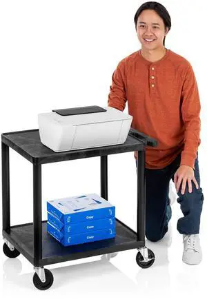 Tubstr Compact 2 Shelf Utility Cart | Made in USA | Easy-Load Flat Shelves Hold Up to 300 lbs | Space-Saving Storage Cart & Rolling Tool Cart for School, Office & Garage (24 x 18in/Black) Tubstr Compact 2 Shelf Utility Cart | Made in USA | Easy-Load Flat Shelves Hold Up to 300 lbs | Space-Saving Storage Cart & Rolling Tool Cart for School, Office & Garage (24 x 18in/Black)