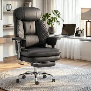 Leather Big and Tall Office Chair Ergonomic, Footrest, Black | High Back Desk Chair, Computer Chair with Adjustable Armrests, Rocking Function, Thick Back & Cushion, BIFMA & SGS Certified Leather Big and Tall Office Chair Ergonomic, Footrest, Black | High Back Desk Chair, Computer Chair with Adjustable Armrests, Rocking Function, Thick Back & Cushion, BIFMA & SGS Certified