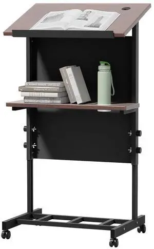 Podium Stand,Portable Lectern with 7 Adjustable Height Positions,Podium with Shelf and Cup Holder,Mobile Stand for Seminars and Schools(Black) Podium Stand,Portable Lectern with 7 Adjustable Height Positions,Podium with Shelf and Cup Holder,Mobile Stand for Seminars and Schools(Black)