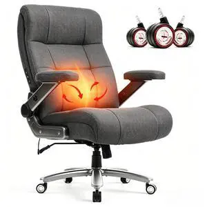 Big and Tall Office Chair with Massage Heat for Heavy Duty People | 7.09'' Extra Wide Seat,Flip Arms, Ergonomic with Thick Spring Cushion Big and Tall Office Chair with Massage Heat for Heavy Duty People | 7.09'' Extra Wide Seat,Flip Arms, Ergonomic with Thick Spring Cushion