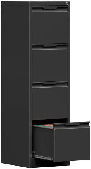 4-Drawer Metal File Cabinet with Lock,Steel Printer Stand with Storage for Home Office,Vertical Filing Cabinet for Legal/Letter/A4 Files,Assembly Required(15''W-4 Drawers,Black) 4-Drawer Metal File Cabinet with Lock,Steel Printer Stand with Storage for Home Office,Vertical Filing Cabinet for Legal/Letter/A4 Files,Assembly Required(15''W-4 Drawers,Black)
