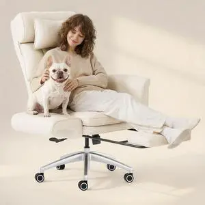 Oversized Lounge Chair Indoor with Convertible Seat Width up to 44in Wheels Footrest 180° Flip Armrests, Chairs for Living Room Study Working Relaxing, Scratch-Resistant Leather, Beige White Oversized Lounge Chair Indoor with Convertible Seat Width up to 44in Wheels Footrest 180° Flip Armrests, Chairs for Living Room Study Working Relaxing, Scratch-Resistant Leather, Beige White