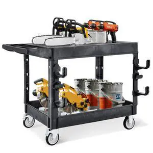 1000lbs Heavy Duty Plastic Utility Cart 46 x 25 Inch-Heavy Work Rolling Cart with Upgraded Side Tube Holder Hooks, 2 Tier Service Cart with Full Swivel Wheel for Warehouse,Garage,Cleaning,Black 1000lbs Heavy Duty Plastic Utility Cart 46 x 25 Inch-Heavy Work Rolling Cart with Upgraded Side Tube Holder Hooks, 2 Tier Service Cart with Full Swivel Wheel for Warehouse,Garage,Cleaning,Black