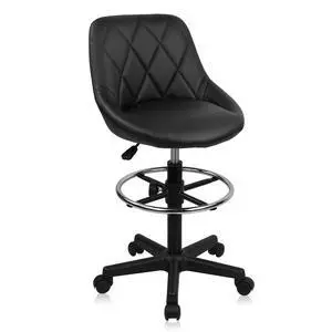 Drafting Chair with Backrest and Wheels, Adjustable Footrest Height Rolling Stool, PU Leather Tall Swivel Chairs Work Shop Office Desk Stools for Home Work Shop Kitchen Bar Drafting Chair with Backrest and Wheels, Adjustable Footrest Height Rolling Stool, PU Leather Tall Swivel Chairs Work Shop Office Desk Stools for Home Work Shop Kitchen Bar