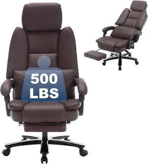 Big Tall Recliner Office Gaming Chair with Foot Leg Rest Brown | Reclining Office Desk Chair, Wide Seat, Heavy Duty Metal Legs, Height Adjustable, Faux Leather Managerial Chair Big Tall Recliner Office Gaming Chair with Foot Leg Rest Brown | Reclining Office Desk Chair, Wide Seat, Heavy Duty Metal Legs, Height Adjustable, Faux Leather Managerial Chair