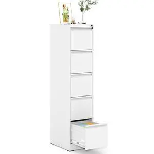 5 Drawer File Cabinet with Lock, Metal Filing Cabinets for Home Office | White Vertical File Cabinet Heavy Duty Steel Office Storage Cabinet for Letter/Legal/A4 Size Files, Assembly Required 5 Drawer File Cabinet with Lock, Metal Filing Cabinets for Home Office | White Vertical File Cabinet Heavy Duty Steel Office Storage Cabinet for Letter/Legal/A4 Size Files, Assembly Required