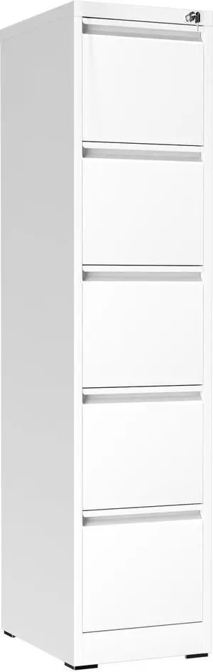 5 Drawer File Cabinet with Lock, Vertical Filing Cabinets for Home Office, Locking File Cabinet Hanging Files for A4/ Legal/Letter, Require Assembly, White 5 Drawer File Cabinet with Lock, Vertical Filing Cabinets for Home Office, Locking File Cabinet Hanging Files for A4/ Legal/Letter, Require Assembly, White