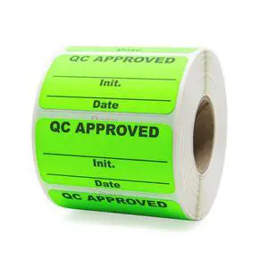 QC Approved Quality Control Labels, 2" x 1", Bright Green, 500 Labels per Roll, Permanent Adhesive for Inspection & Inventory Use QC Approved Quality Control Labels, 2" x 1", Bright Green, 500 Labels per Roll, Permanent Adhesive for Inspection & Inventory Use
