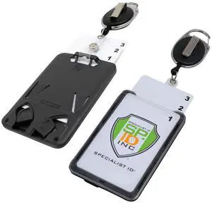 2 Pack - Hard Plastic 3 Card Badge Holder with Retractable Reel - Retracting ID Lanyard Features Belt Clip & Carabiner - Rigid Vertical CAC Holder - Top Load Holds Three Cards by (Black) 2 Pack - Hard Plastic 3 Card Badge Holder with Retractable Reel - Retracting ID Lanyard Features Belt Clip & Carabiner - Rigid Vertical CAC Holder - Top Load Holds Three Cards by (Black)